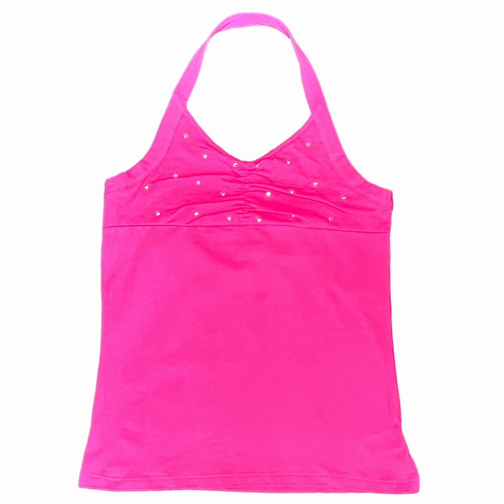 NWT The Children’s Place Girls Pink Y2K Rhinestone Halter Top size 10/12